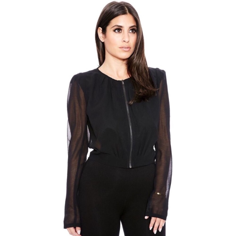 Naked Wardrobe Black Sheer Bomber Jacket